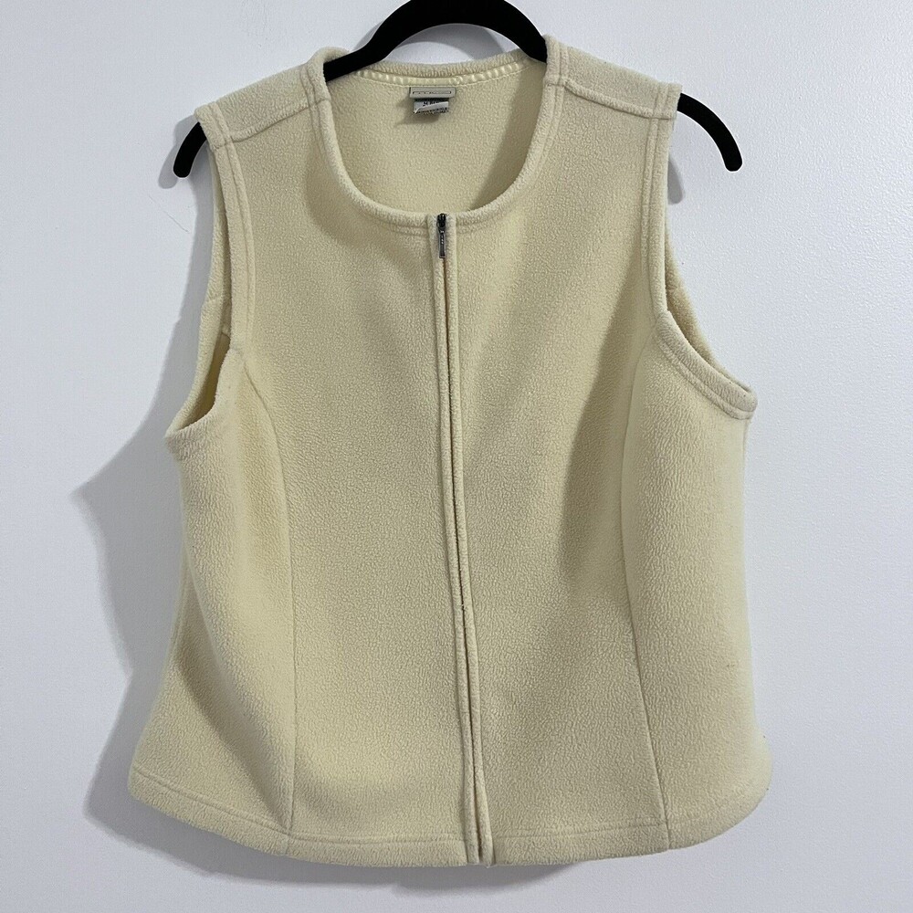 L. L. Bean Light Yellow Fleece Vest Size M Regular Classic Essential Full Zip